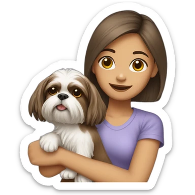 girl carrying Shih Tzu sticker
