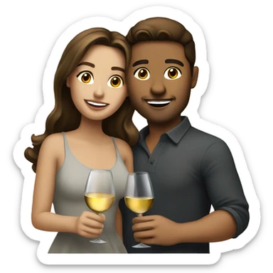 Light Brunette lovely couple drinking wine sticker