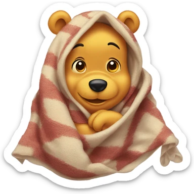 A Winnie the Pooh in a blanket  sticker