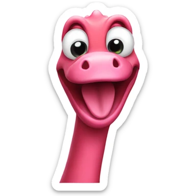A pink dinosaur making duck lips sticker