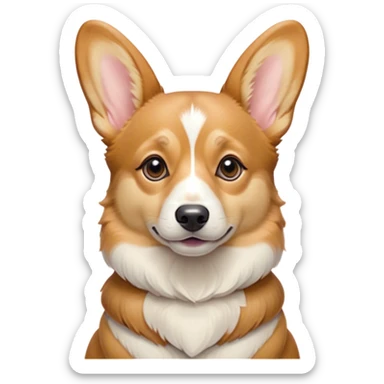 Cinematic Noble Fawn Corgi Portrait Emoji, Poised and regal, with a sturdy, compact build, a smooth fawn coat accented by crisp white markings, and low-set, perky ears, deep-set soulful brown eyes, Simplified yet sharp and sophisticated features, highly detailed, glowing with a soft, dignified glow, high shine, intelligent and loyal, stylized with an air of determination, focused and attentive, soft glowing outline, capturing the essence of a watchful and confident herder, so majestic it feels as though it could trot out of the screen with effortless authority! sticker