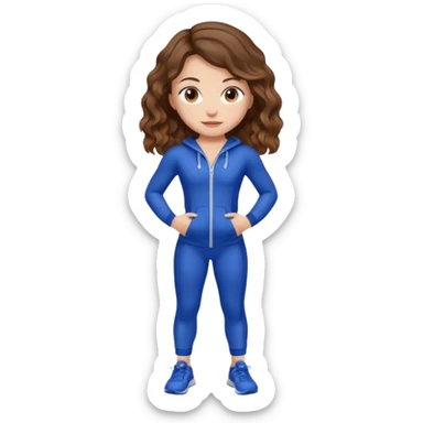 Girl with brown wavy hair, dream body ( small waist, wild hips and big glute) in gym suit  sticker