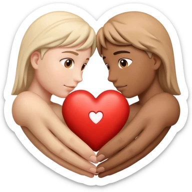 a heart between two people, symbolizing empathy and preventing conflict sticker
