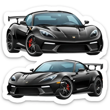 Custom sports car with spoiler and stickers on car sticker