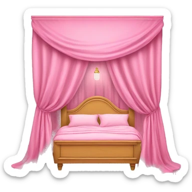 Pink fancy bed with curtains and lights  sticker