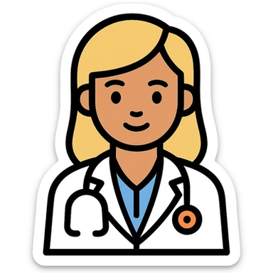 Latina doctor with light blonde hair, professional and friendly sticker
