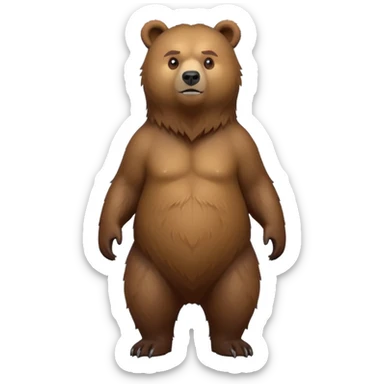 cinematic-[grizzly bear]-realistic-full-body-standing-emoji,-tail-tucked-close,-head-tilted-dramatically,-thick-[brown]-fur,-simplified-yet-realistic-focused-features,-highly-detailed,-glowing-with-an-almost-sarcastic-glow sticker