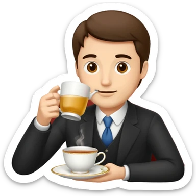 man drinking afternoon tea sticker