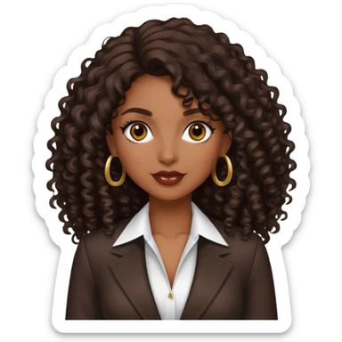 Rich dark brown girl with dark brown long curly hair expensive Realtor  sticker