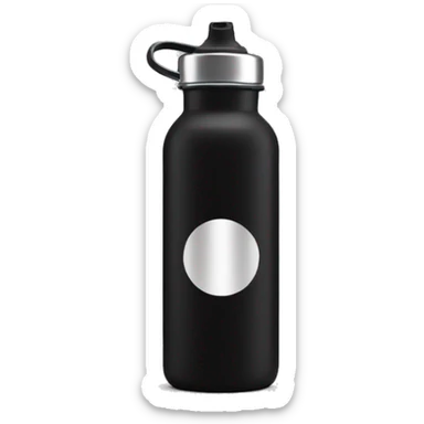 Waterbottle colour black with silver screw top lid sticker