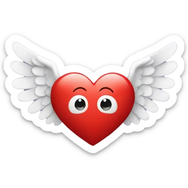 Red heart with angel wings  sticker