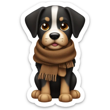 Dog black and brown with a scarf sticker