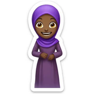 Laughing African hijab girl in purple sticker