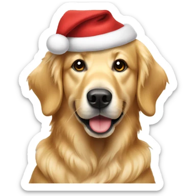 Golden retriever dressed up like Santa sticker