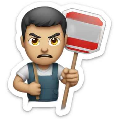ANGRY MAN HOLDING A STOPSIGN sticker