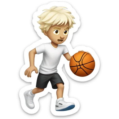 Skinny white hair blonde kid playing basketball sticker