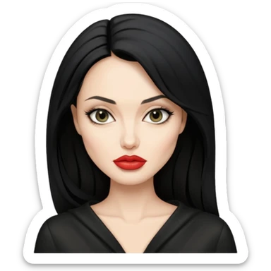 “Emoji girl, femme fatale, black hair. anglina jolie vibes sticker