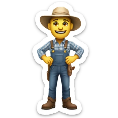 Realistic toon Human Adult Farmer, toon match game 3D character rendered sticker