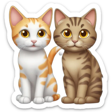 three cats, 1 grey tabby blue eyes, 2 orange tabby yellow eyes, 3 all orange orange eyes sticker
