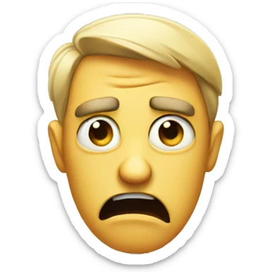 Disgusted emoji that looks concerned and confused  sticker