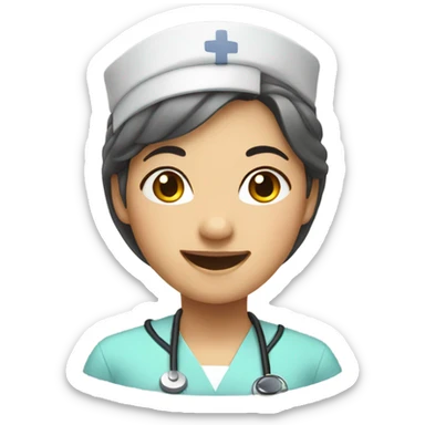 Asian nurse with smile sticker