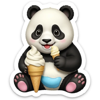 Panda eating ice cream sticker