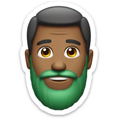Homem verde com barba barba longa, cabelo rosa e longo, usa aparelho, esta segurando um diamante sticker
