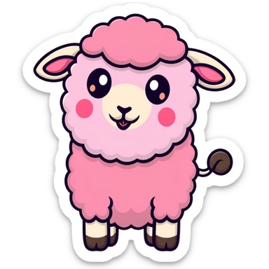 pink sheep with tongue out sticker