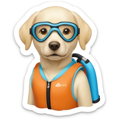 White labrador with snorkel and and swimmers vest sticker