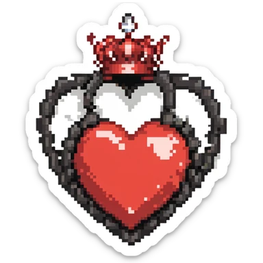 heart 75% red and 25% black with a queen's crown on top sticker