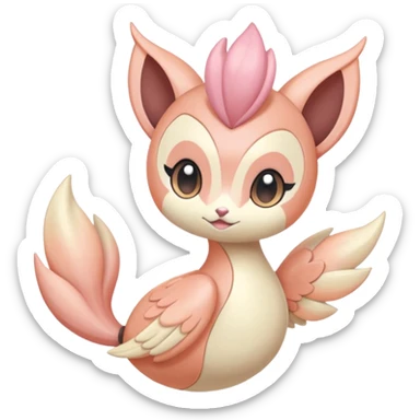 Pastel Pink-Peach Soft-Cream Rosy-Glossed Cute Round Meloetta-Trico-hybrid-animal-creature (full body) sticker