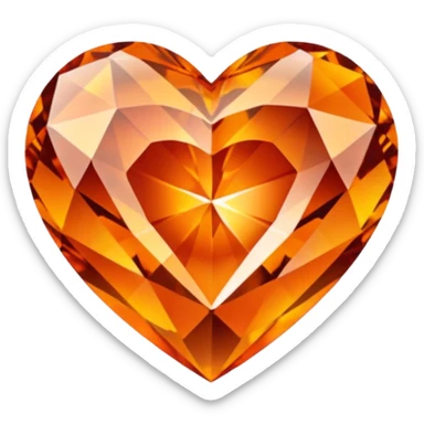 Crystal Orange Diamond Heart sticker
