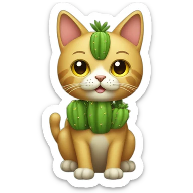 Cat with a cactus between his legs sticker