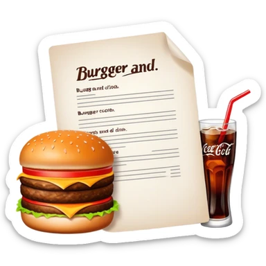 contract that says “burger and coke for car use” sticker