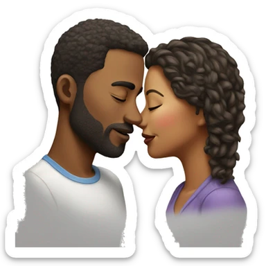 realistic portrait of a couple kissing sticker