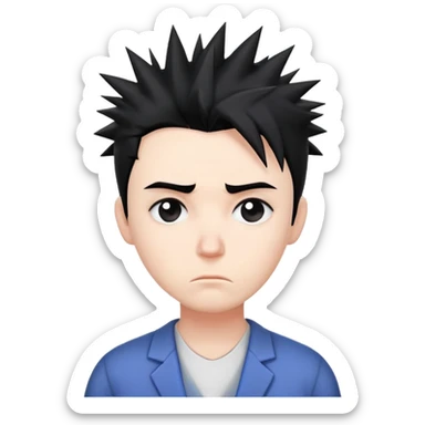 teacher with spikey hair being sad  sticker