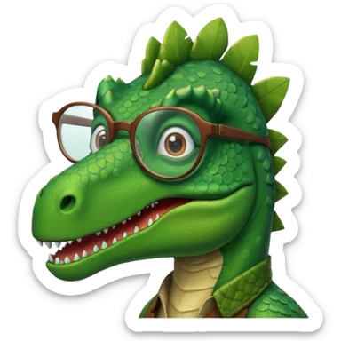 Dinosaur with glass on in a horse sticker