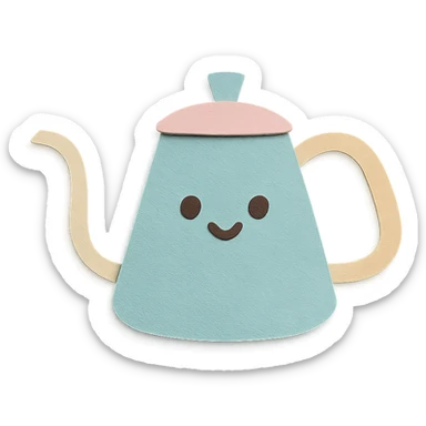 pour-over kettle, full body, sweet face, soft pastel colors sticker