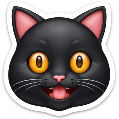 emoji de gato negro riéndose con lagrimas de risa y ojos entrecerrados😹 sticker