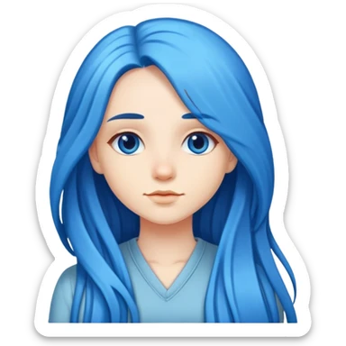 Girl with long blue hair sticker