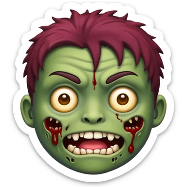 Faça um emoji de zumbi, estilo IOS, um zumbi com cabelo loiro escuro bagunçado e olhos escuros sticker