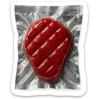 diamond-textured meat steak, shiny and inflated, no background sticker
