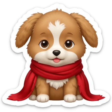 baby dog wears red scarf  sticker