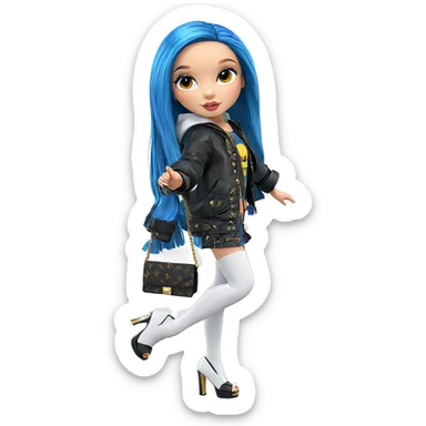 fashionable girl with blue hair sticker