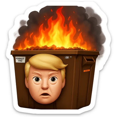 Add much more fire and thick smoke to the background, keep the Trump-poop combination clear, in the style of emoji. Remove the background. sticker