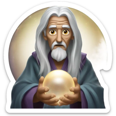 Wise Old Fortune teller with crystal ball looking into the camera sticker