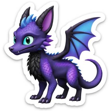 Spyro-Toothless-Sergal-Lykoi-Pokémon-Fakémon-creature-hybrid sticker