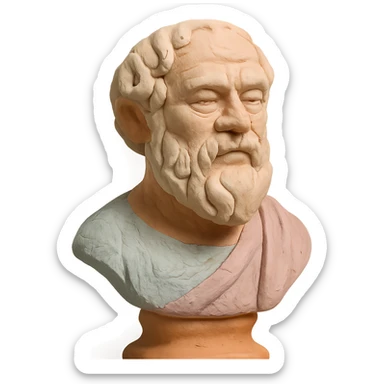 claymation style bust of a philosopher, pastel colors sticker
