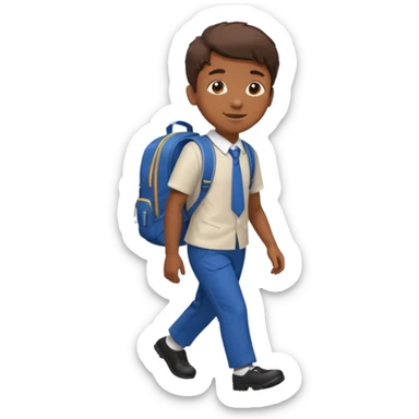Boy walking to  in  uniform and backpack, full body sticker