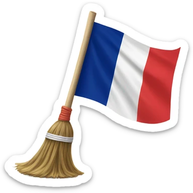 broom on a french flag sticker